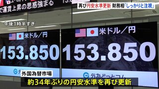 約34年ぶりの円安水準を再び更新　1ドル＝153円80銭台に