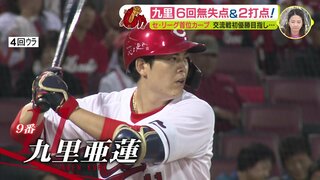 九里亜蓮 ６回無失点＆２打点も…逆転負け　セ･リーグ首位 広島カープ（5月30日）