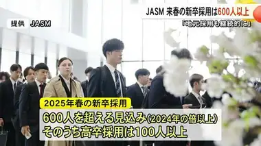 ＴＳＭＣ子会社ＪＡＳＭは来年春６００人超の 新卒採用へ【熊本】