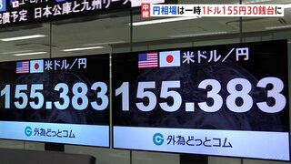 日経平均株価一時1000円近く下落　けん引役の半導体関連株に暗雲　一方急速に円高進む一時1ドル155円台に