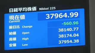 【速報】日銀利上げ観測で　日経平均株価 3万8000円台割れ