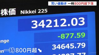 日経平均株価は一時800円超下落　当分の間不安定な値動き続く見込み